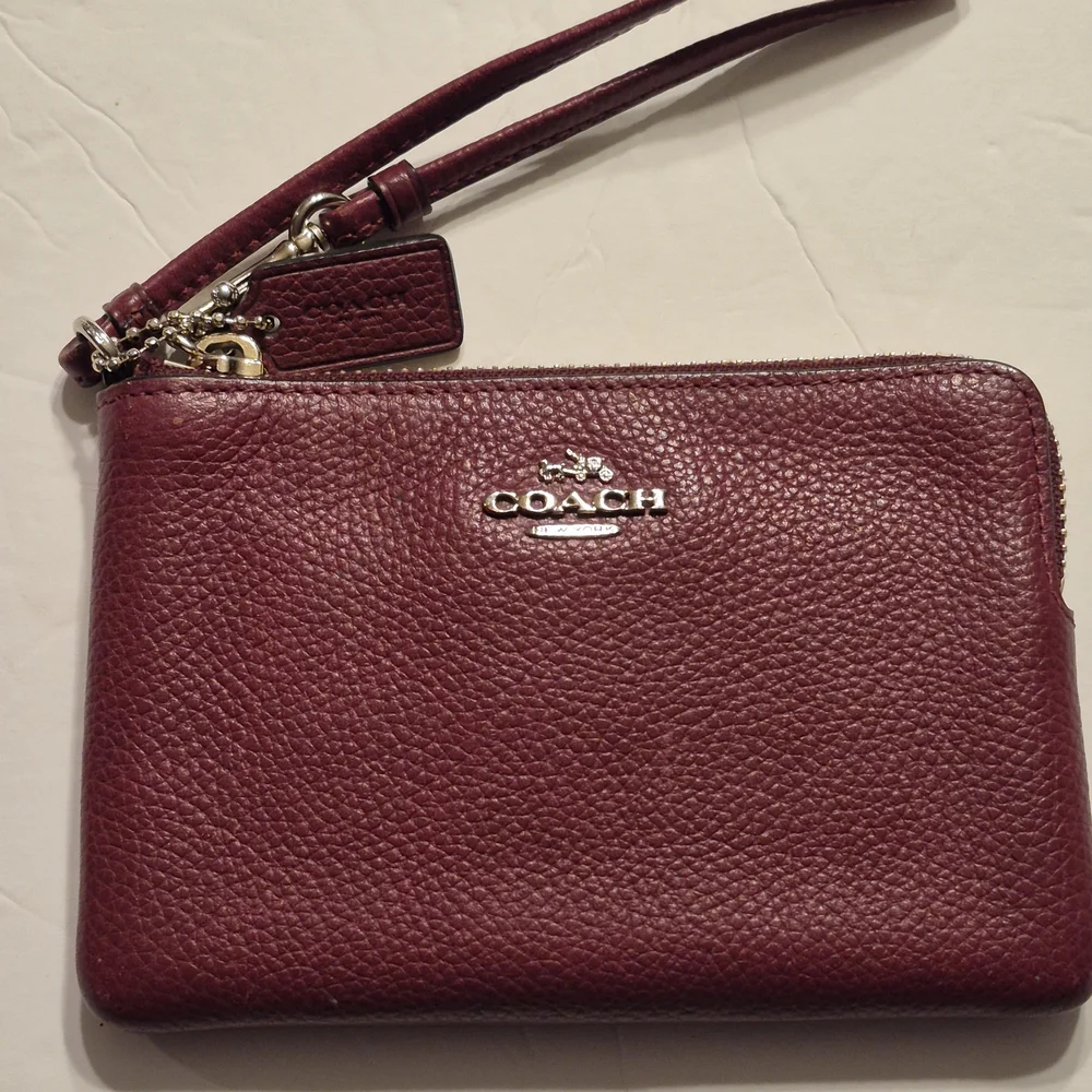 Coach Burgundy Leather Wristlet